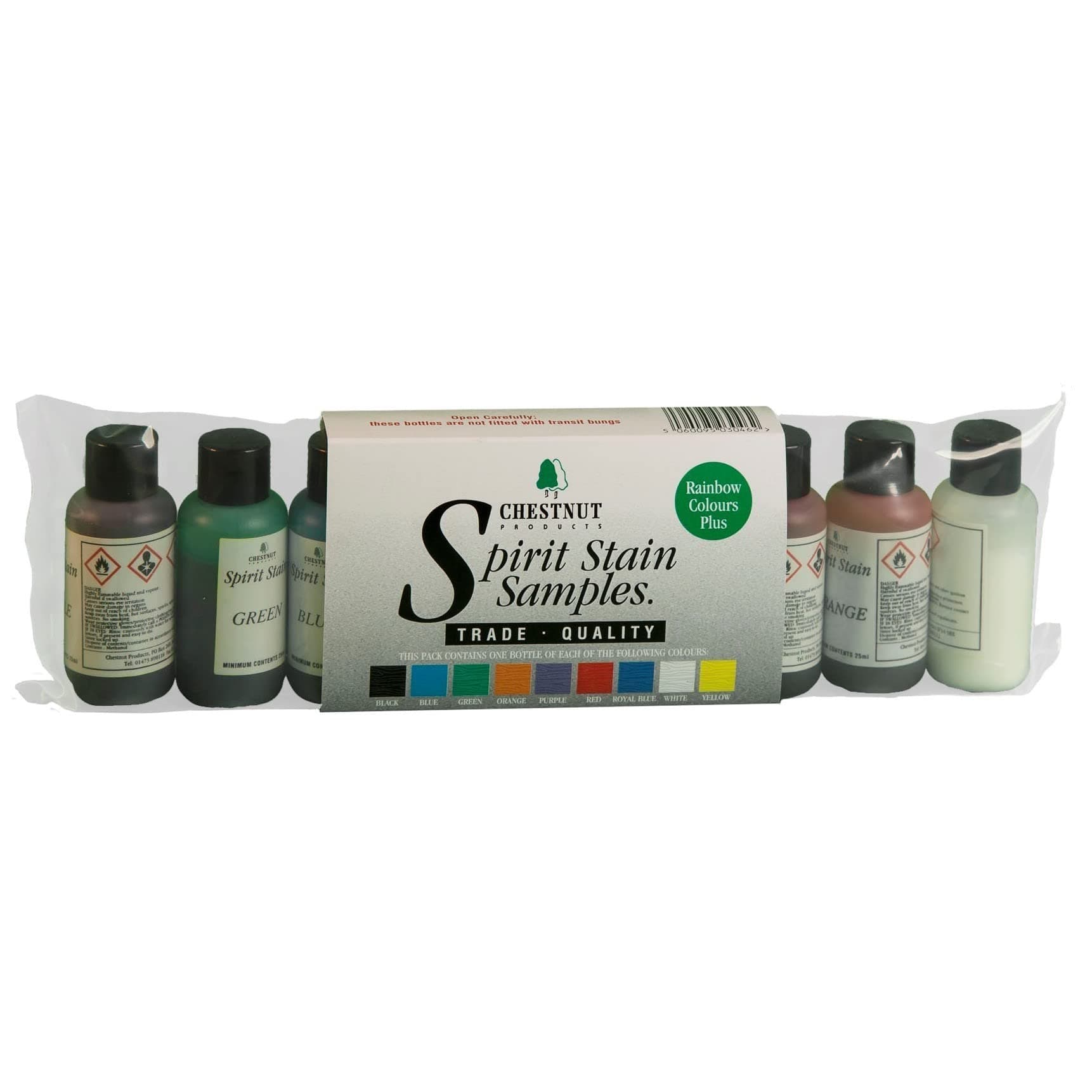 Chestnut SSR Spirit Stain Sample Kit , Rainbow Colours