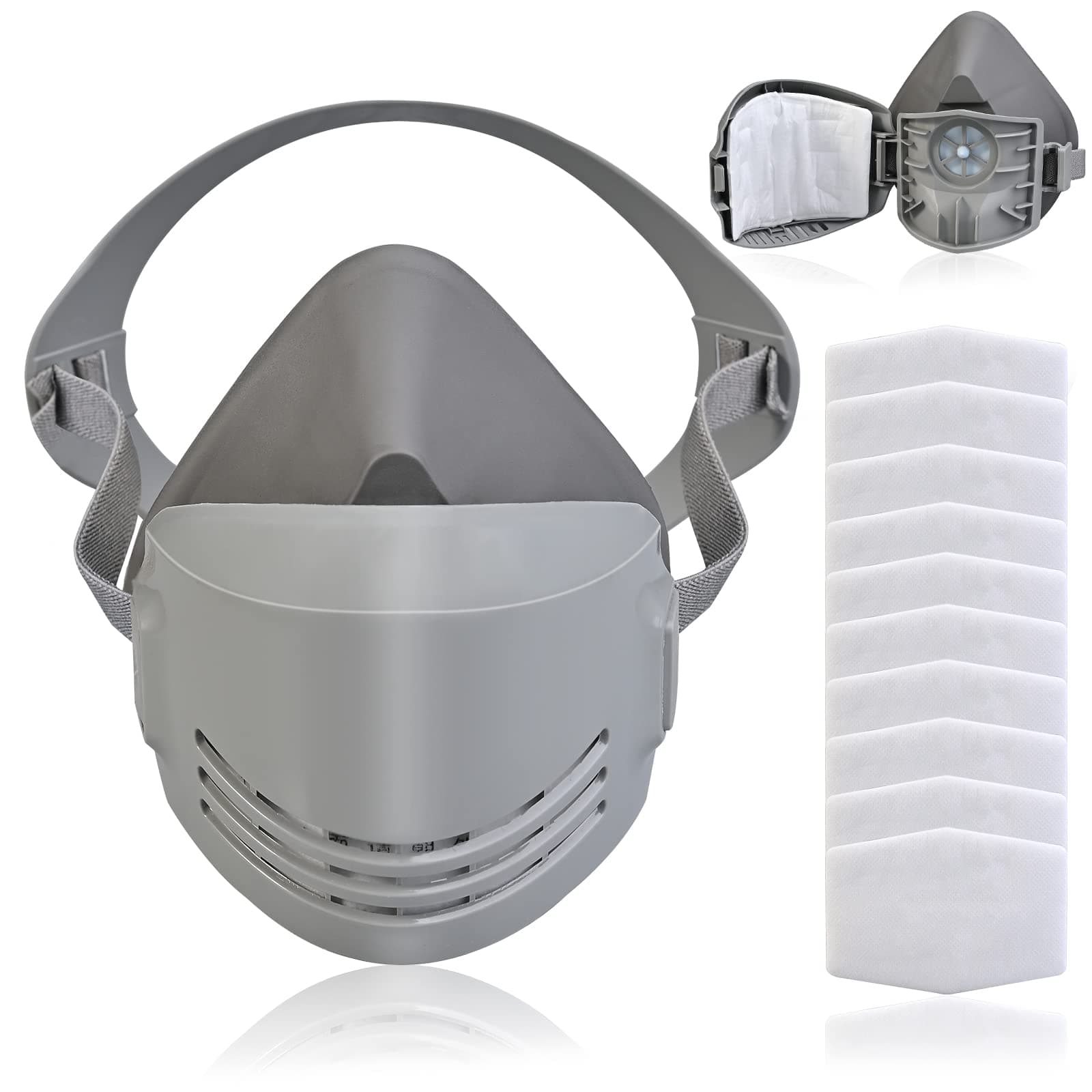 Faburo Dust Face Cover, Reusable Half Face Cover with 10 Replaceable Filter Cotton, Safety Protection Face Cover Suitable for Dust, Painting, Welding, Decoration, Woodworking