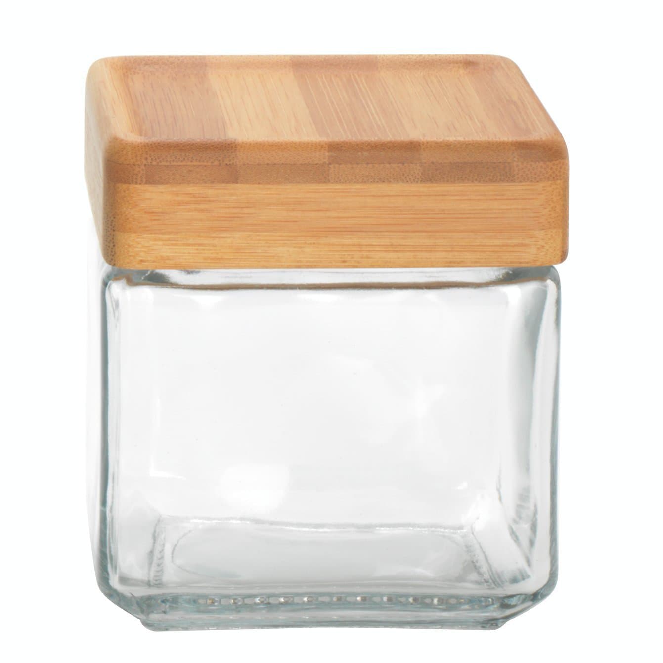 Anchor Hocking Stackable Jar w/Bamboo Lid, 1-Quart