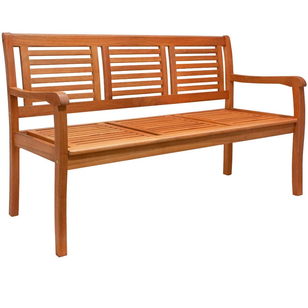 CASARIA® Bologna 3 Seater Wooden Garden Bench | FSC®-Certified Eucalyptus Wood | 153x60x90cm | Outdoor Furniture | Armrests & Backrest | Patio Deck Balcony | Weather-Resistant | 480kg CapacityThe Forest Stewardship Council