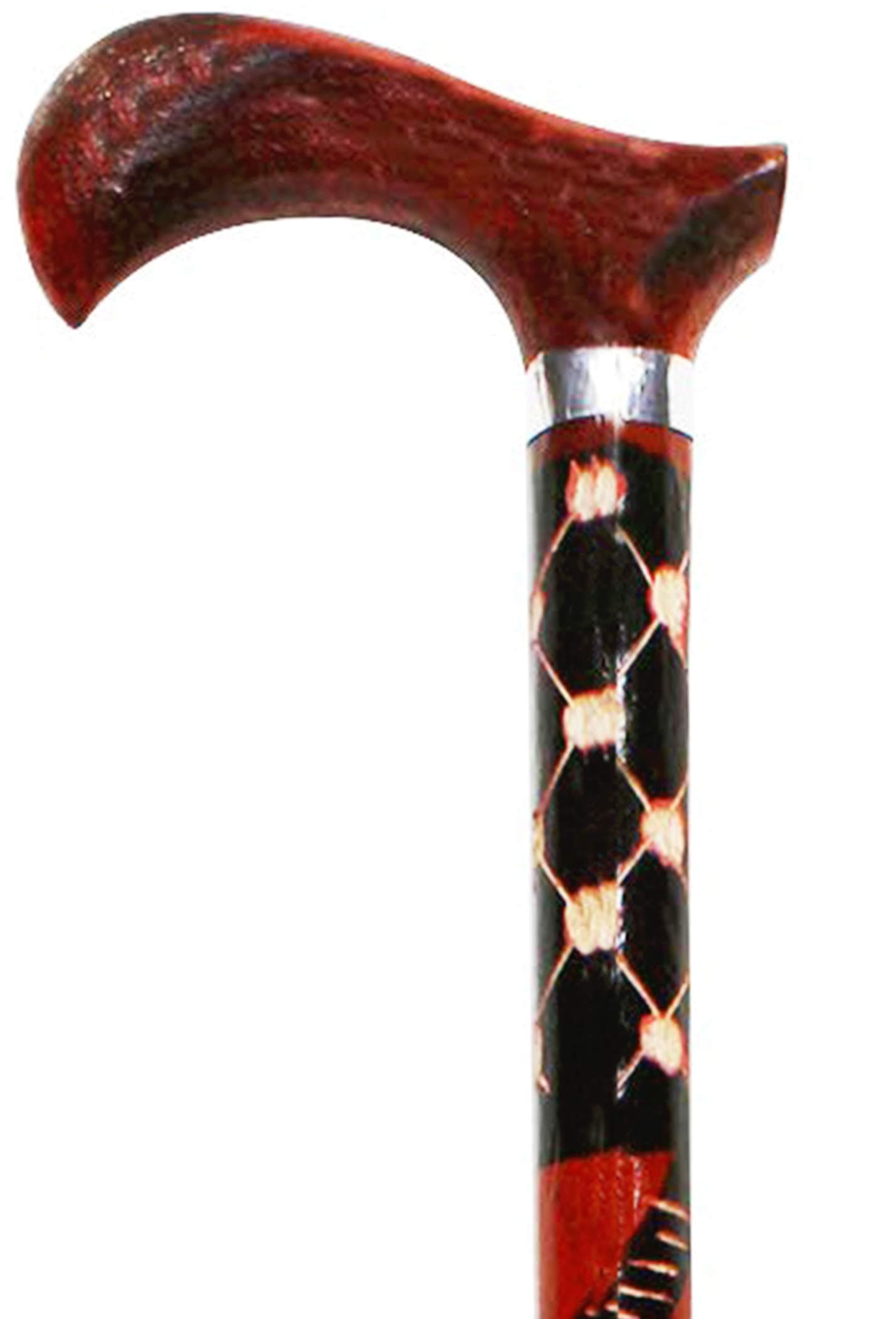 Handmade Wooden 37” Decorative Walking Stick Cane for Men and Women - Red & Black Color Design