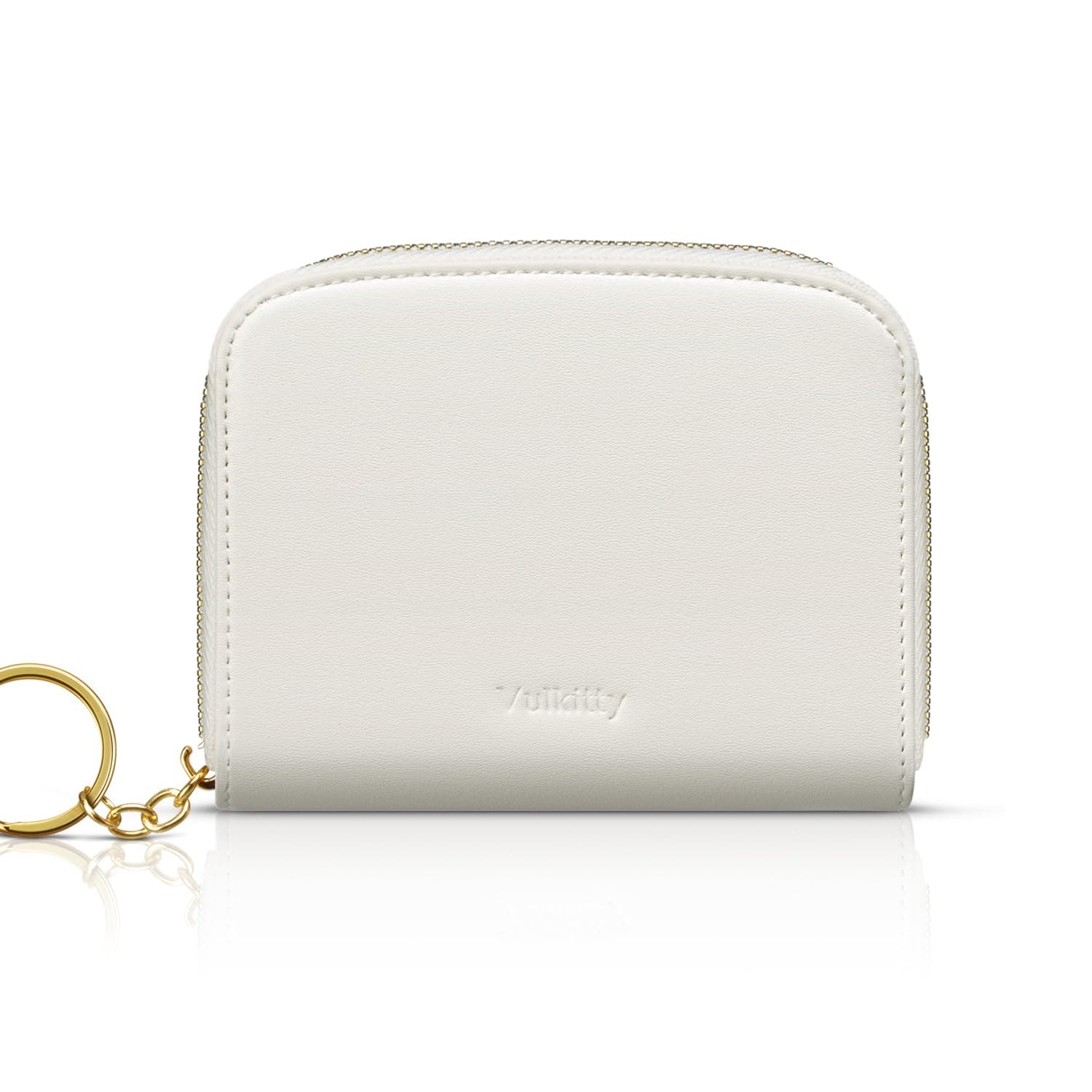 Vulkitty Wallet for Ladies Purse Women RFID Blocking Trifold Compact Leather Card Case with ID Window and Zipper Coin Pocket