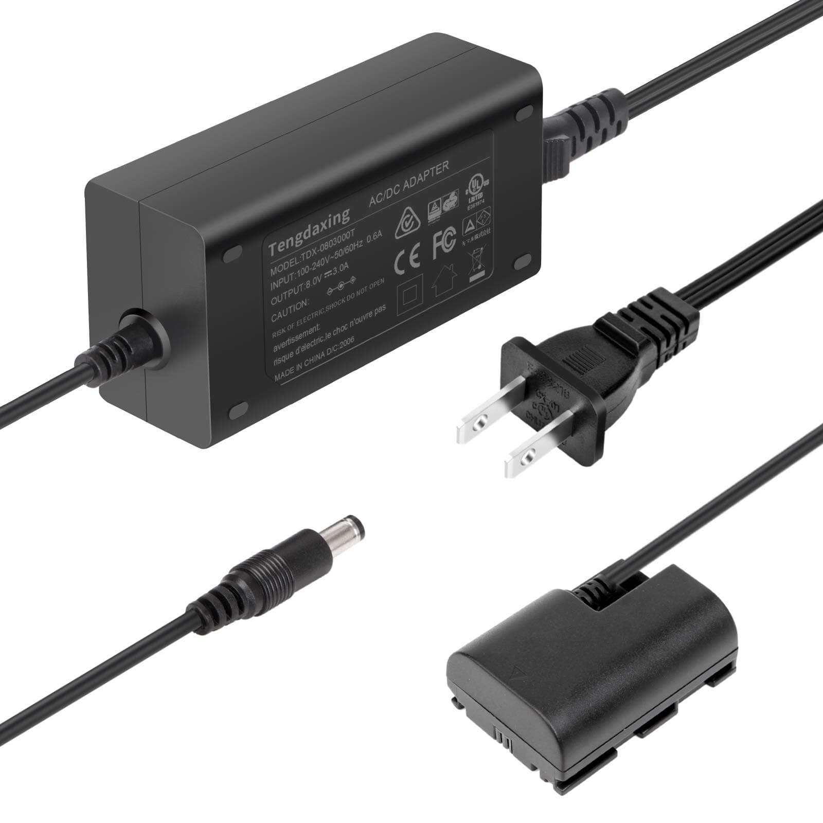 ACK-E6 Continuous Power Adapter LP-E6/E6N Dummy Battery for Canon EOS 5Ds 5Ds R, 5D Mark II III IV, 6D, 6D Mark II,7D, 7D Mark II, 60D, 60Da, 70D, 80D, 90D, R, R5, R6 R6 Mark II, R7 Cameras