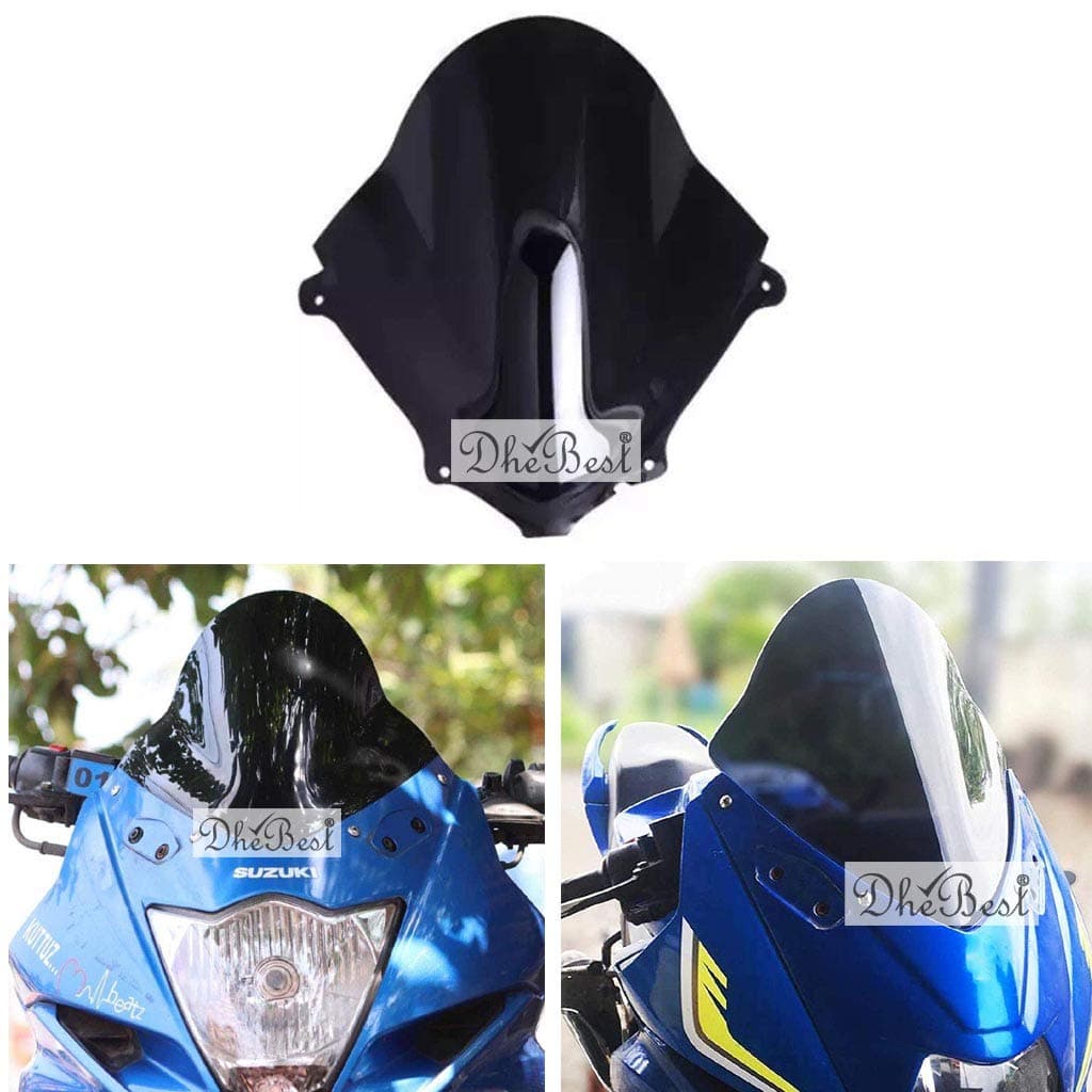 Dhe Best Customized Double Bubble Visor/Windscreen Bike Headlight Visor Black for Suzuki Gixxer SF