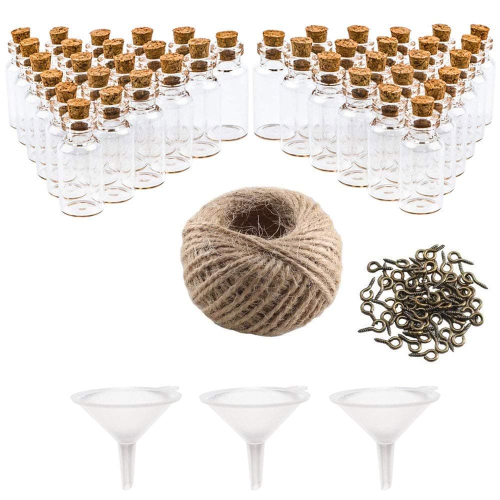AILANDA UINOEU 48Pcs Small Glass Bottles with Cork Lids, 20ml Mini Glass Bottle with Stoppers Clear Spell Jars Wishing Bottles Glass Vials for Party Weddings DIY Crafts Decoration Storage Accessories