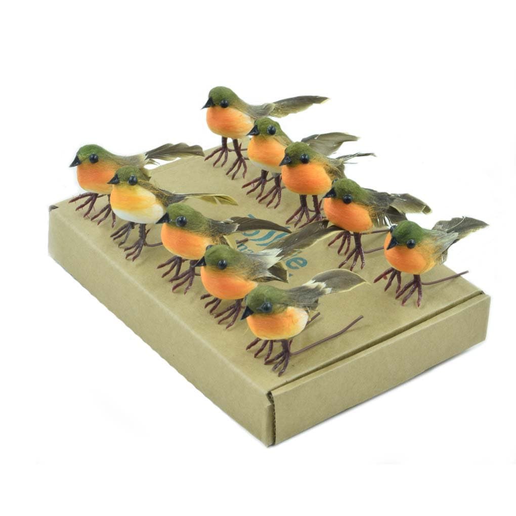 10PCS SMALL Robin Bird Christmas Tree Decoration Craft VERY CUTE Artificial Feather,Orange,4.5cm x 4.0cm x 2.0cm