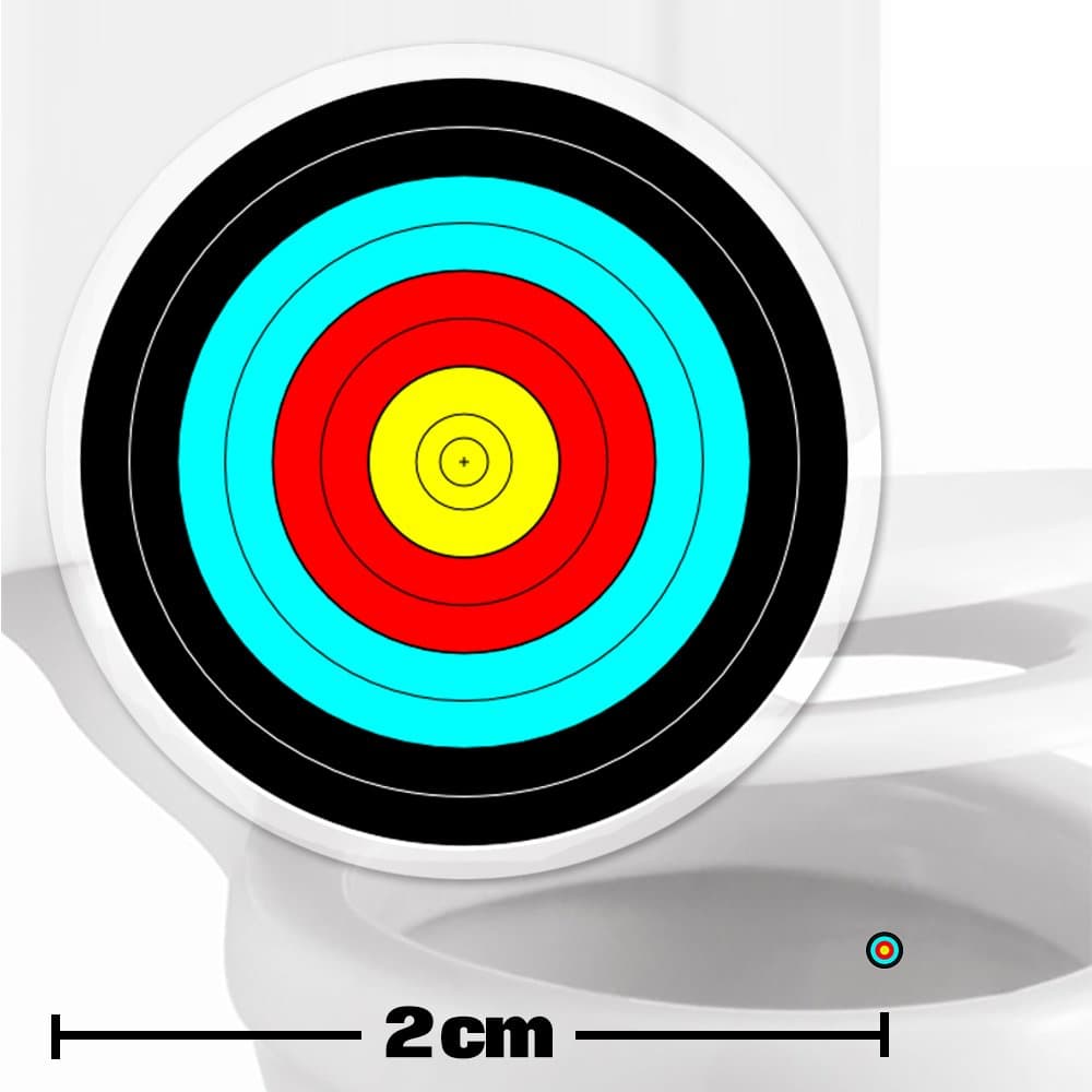10 x Archery Target Toilet Stickers - 2cm Wide - Cleaner Bathroom/Restroom Floor In A Flash With No Cleaning Products