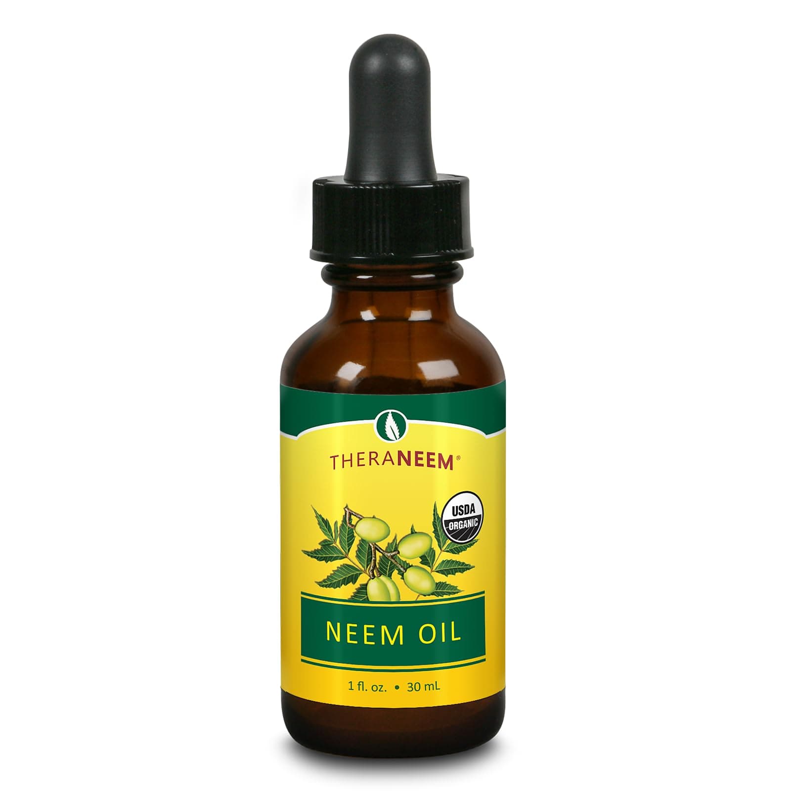 TheraNeem Neem Oil - Organic Neem Seed Essential Oil for Skin Care, Face, Hair, Nails & More, Certified USDA Organic, Cold Pressed Plant Extract, 100% Pure - 1 fl oz