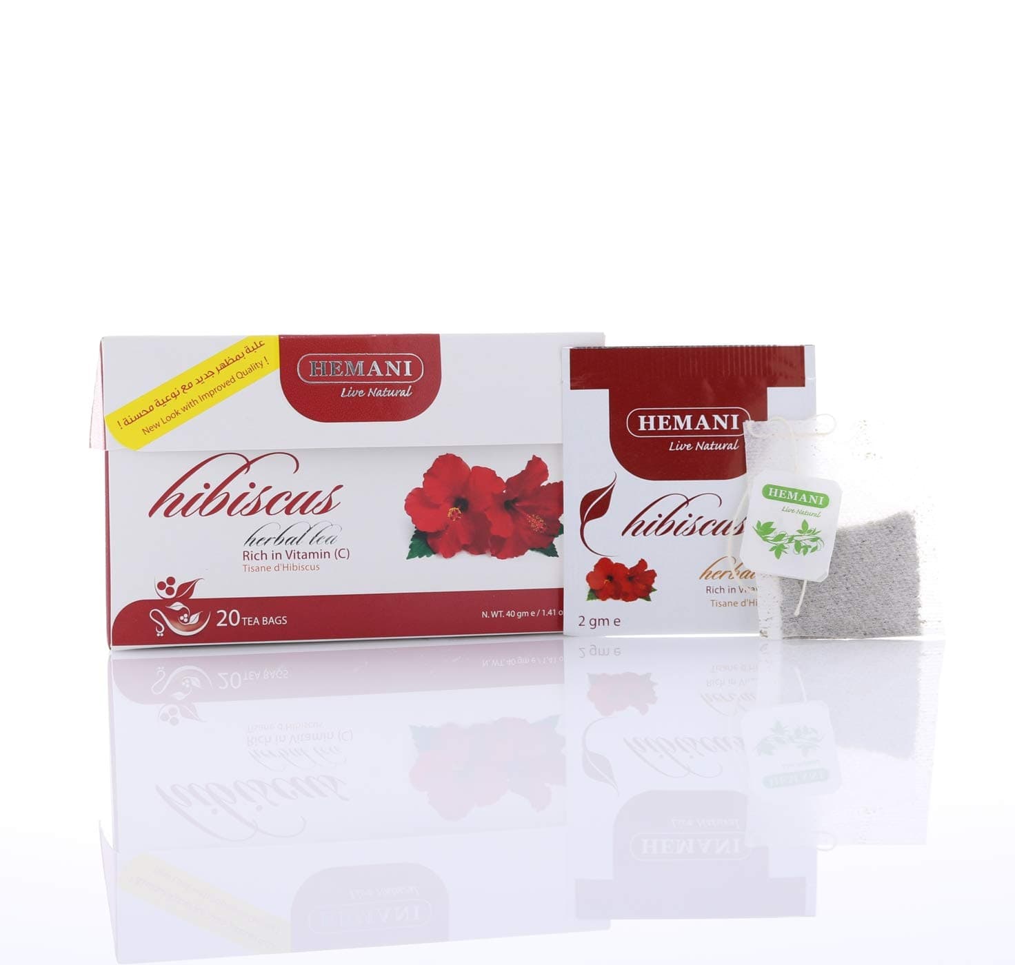 Hemani Hibiscus Herbal Tea 20 Bags, Rich In Vitamin C, Lowers Blood Pressure, Boosts Immune System, Improve Metabolism