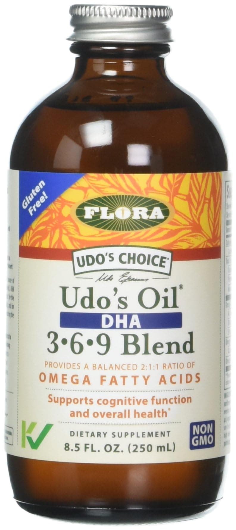 UDO’s Triple Omega 3-6-9 DHA Oil Blend, 8.5 oz - Non-GMO & Gluten Free