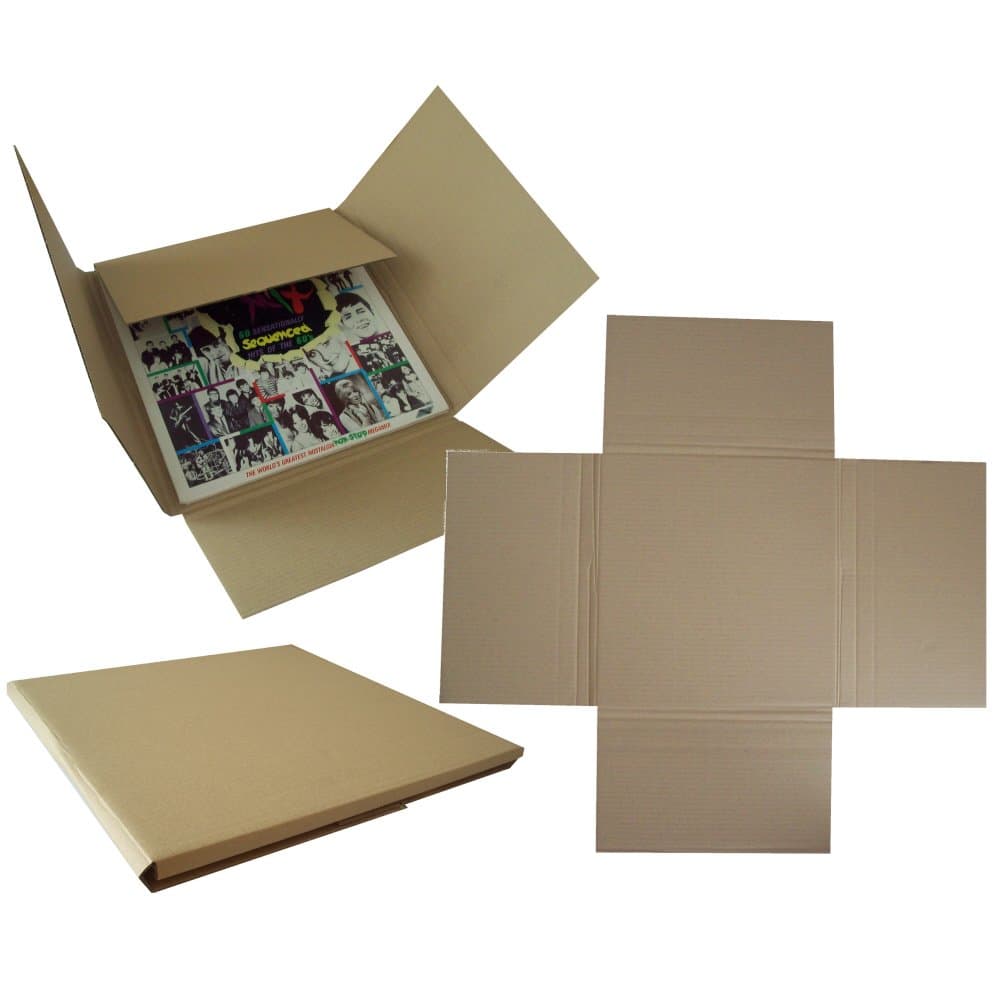 10 STRONG CORRUGATED CARDBOARD 12" LP RECORD VINYL LARGE CRUCIFORM MAILERS WRAPPERS BOXES - FIT'S MULTIPLE LP'S 12 INCH SINGLE RECORDS - PROTECTIVE MAILING POSTAL POSTAGE PACKETS PACKAGING