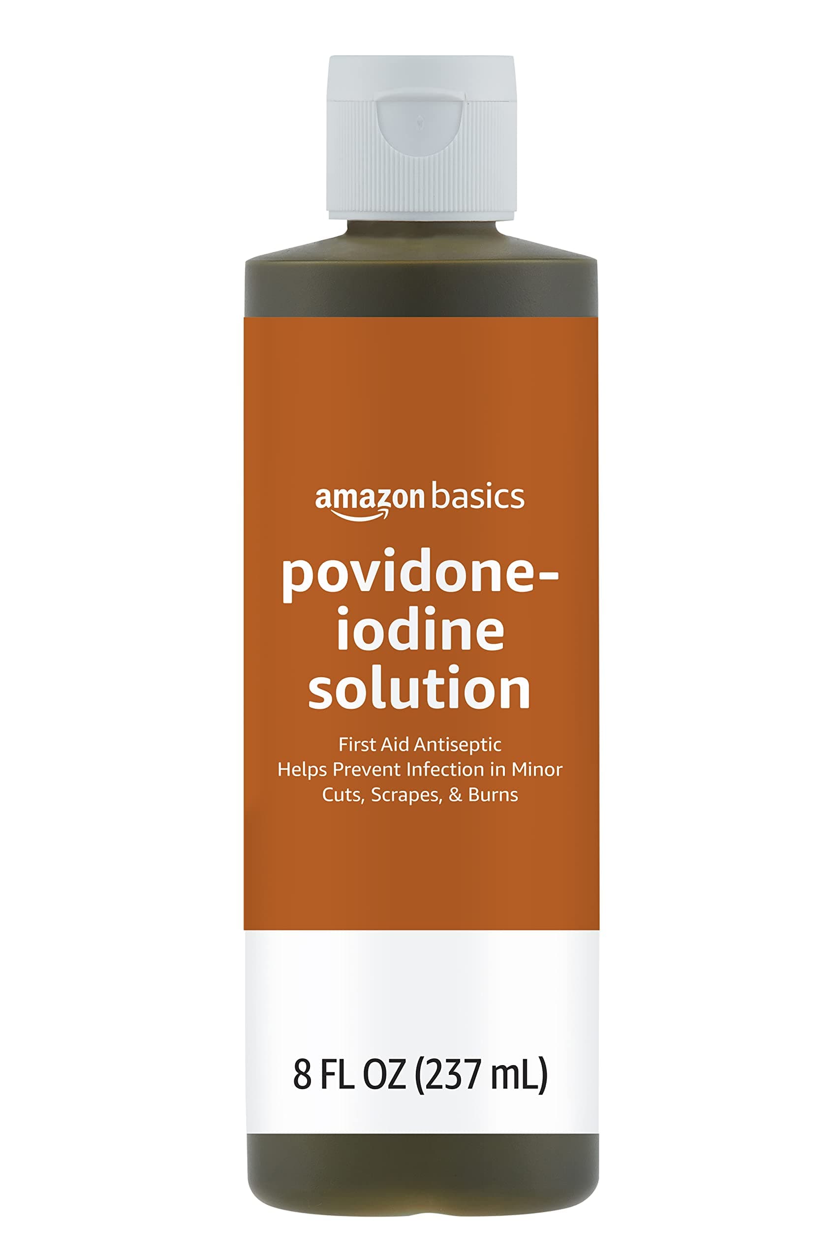 First Aid Antiseptic, 10% Povidone Iodine Solution for Wound Cleaner and Infection Protection, Unflavored, 8 fl oz, 1-Pack (Previously Solimo)