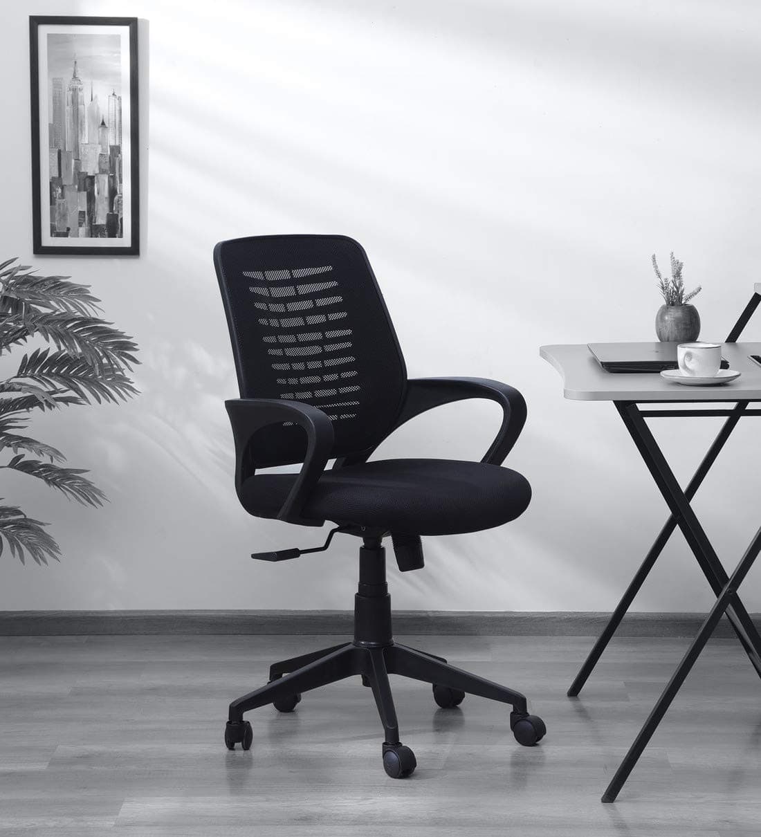 Pepperfry Office Chairs | Brand: Mintwud | Collection: Yoko | Color: Black | ergonomic office chair | Adjustable Chair | office chairs for work from home | Arm chair | Computer Chairs for home office