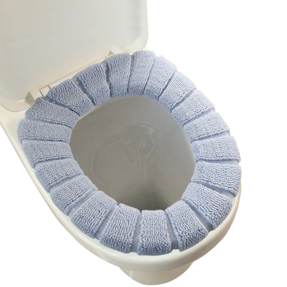 VESIPA Toilet Seat Cover O-Shaped Bathroom Warmer Washable Cloth Toilet Pad Mat, Cushion Cover for Night Stool, Let Your Winter is No Longer Cold (Gray)