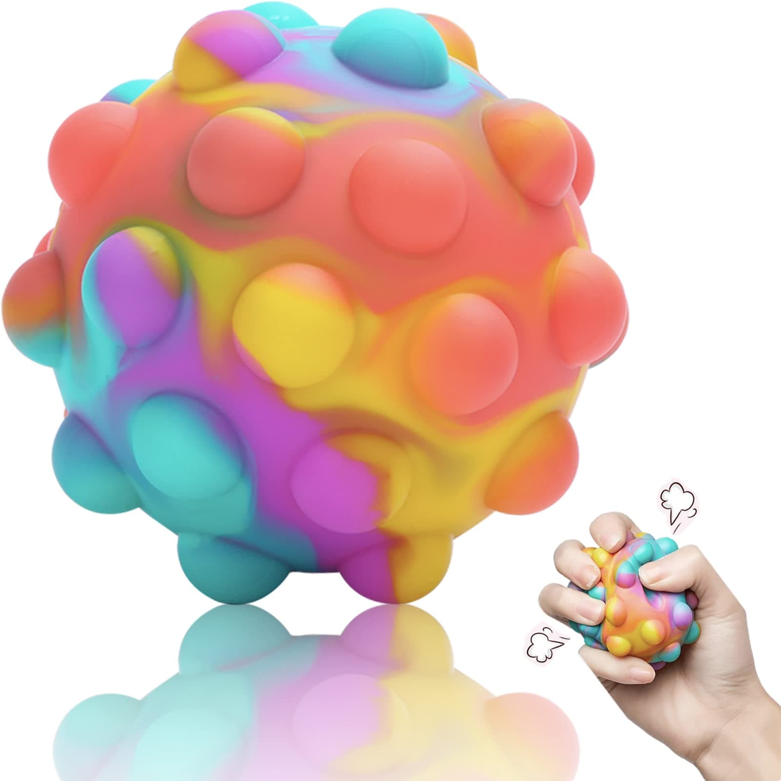 – Silicone 3D Fidget Ball Pop It - Push Bubble Stress Ball for Kids & Adults - Christmas Stocking Stuffers, Party Favors & Gift Bag Filler
