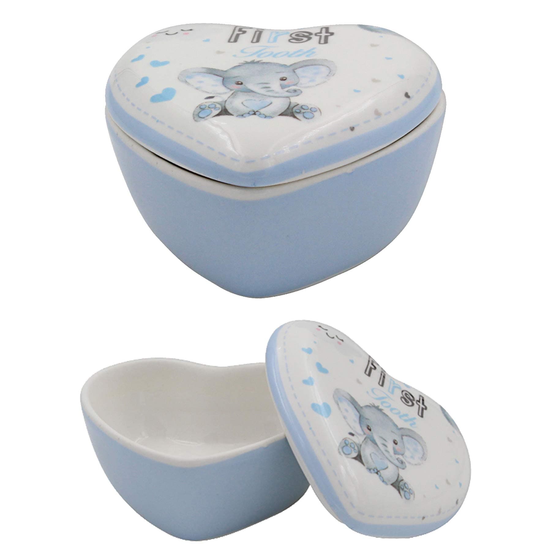 Bird and Ellie Baby Ceramic 1st Tooth Trinket Box Gift - Boy