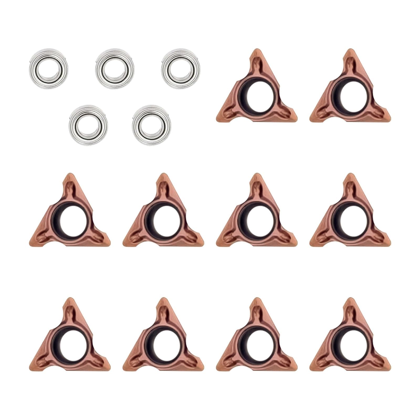 Indexable Inserts for Mini Pneumatic Chamfering Machine, 10 Pcs Chamfering Tool Inserts, R-Angle Carbide Turning Inserts, Lather Turning Tool with 5 Bearings, Tungsten Steel