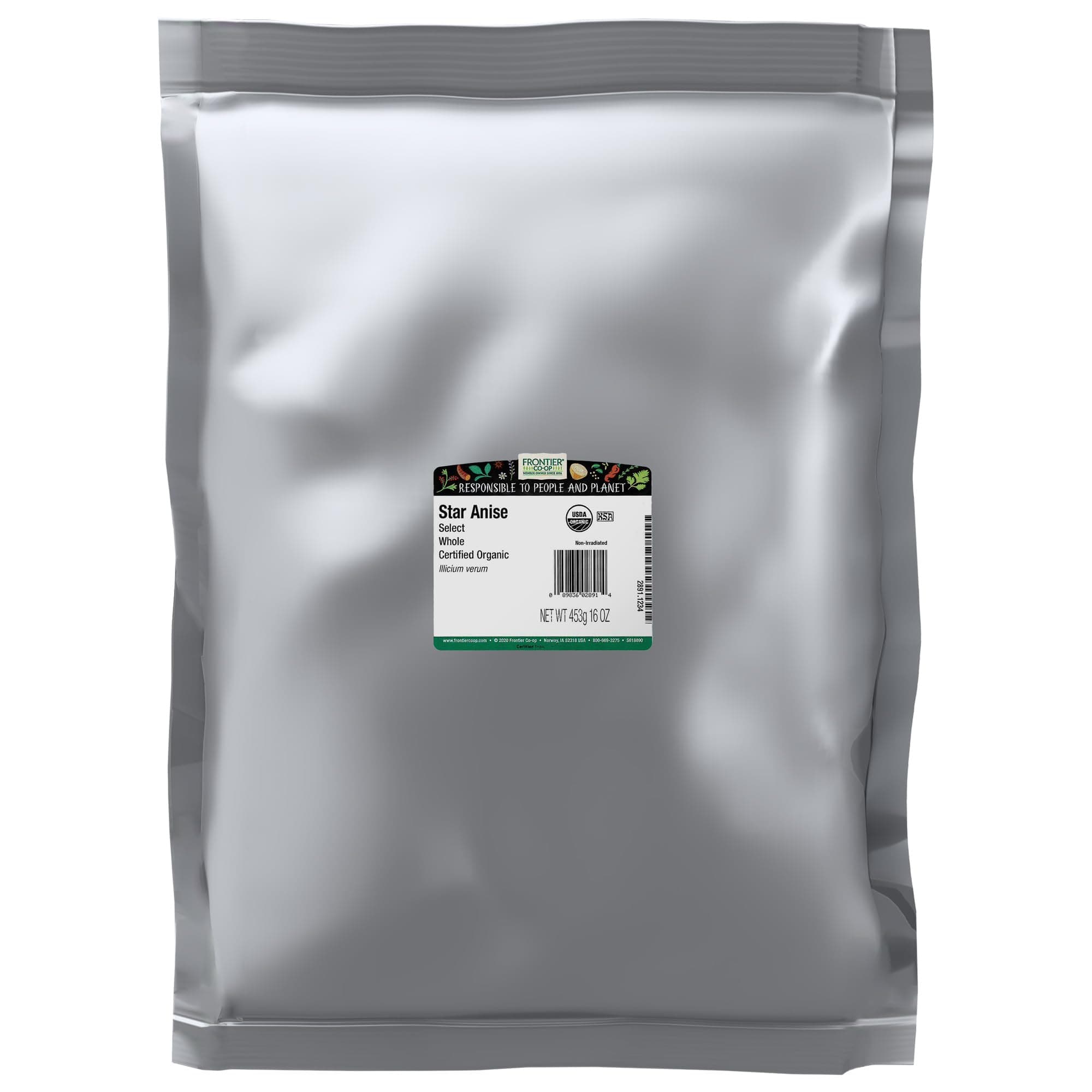 Frontier Co-op Organic Whole Star Anise 1lb - Dried Whole Star Anise Pods