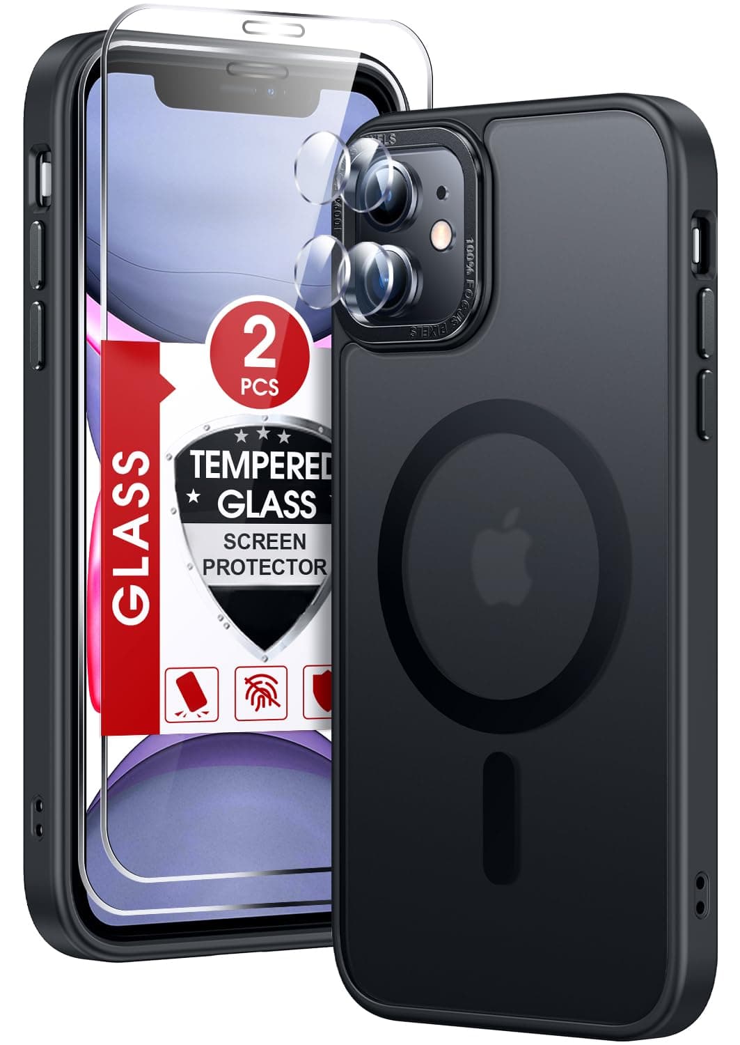 LeYi Magnetic for iPhone-11 Phone Case Compatible with MagSafe [ Screen Protector+ Camera Cover] Funda Para ipone 11case Military Grade Protective Translucent Matte Cases for i Phone 11 iphone11,Black