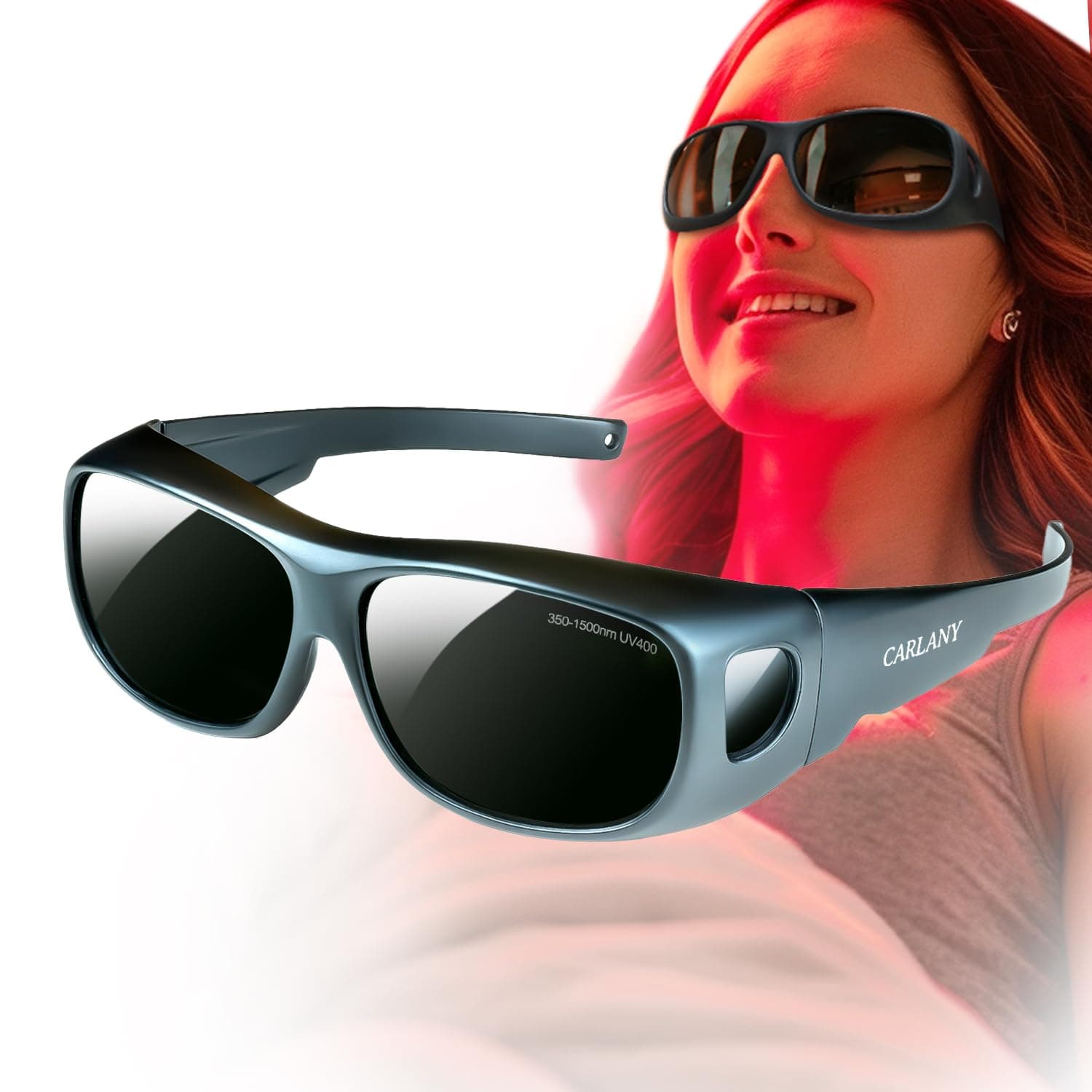 Professional Red Light Therapy Glasses OD5+ Eye Protection, Infrared & Blue Light, Portable LED Tanning Goggles (350-1500nm), Anti-Blue Light & UV Shield, Portable Eye Care for Home Use, SPA