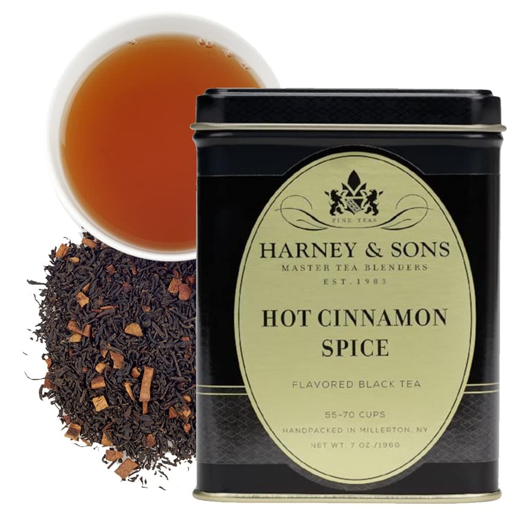Harney & Sons Hot Cinnamon Spice Black Tea, with Orange Peel, Cinnamon, and Clove, 7 oz (Pack of 1)