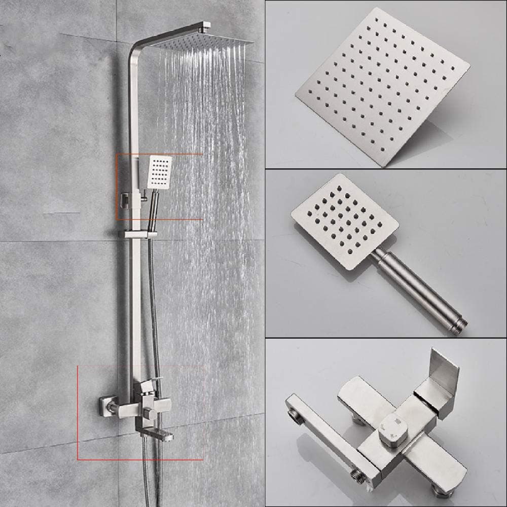 Linyuan Luxury Shower Mixers Faucet Brushed Nickel Rain Shower Faucets System In-wall Square Hand Shower Mixer Tap Set