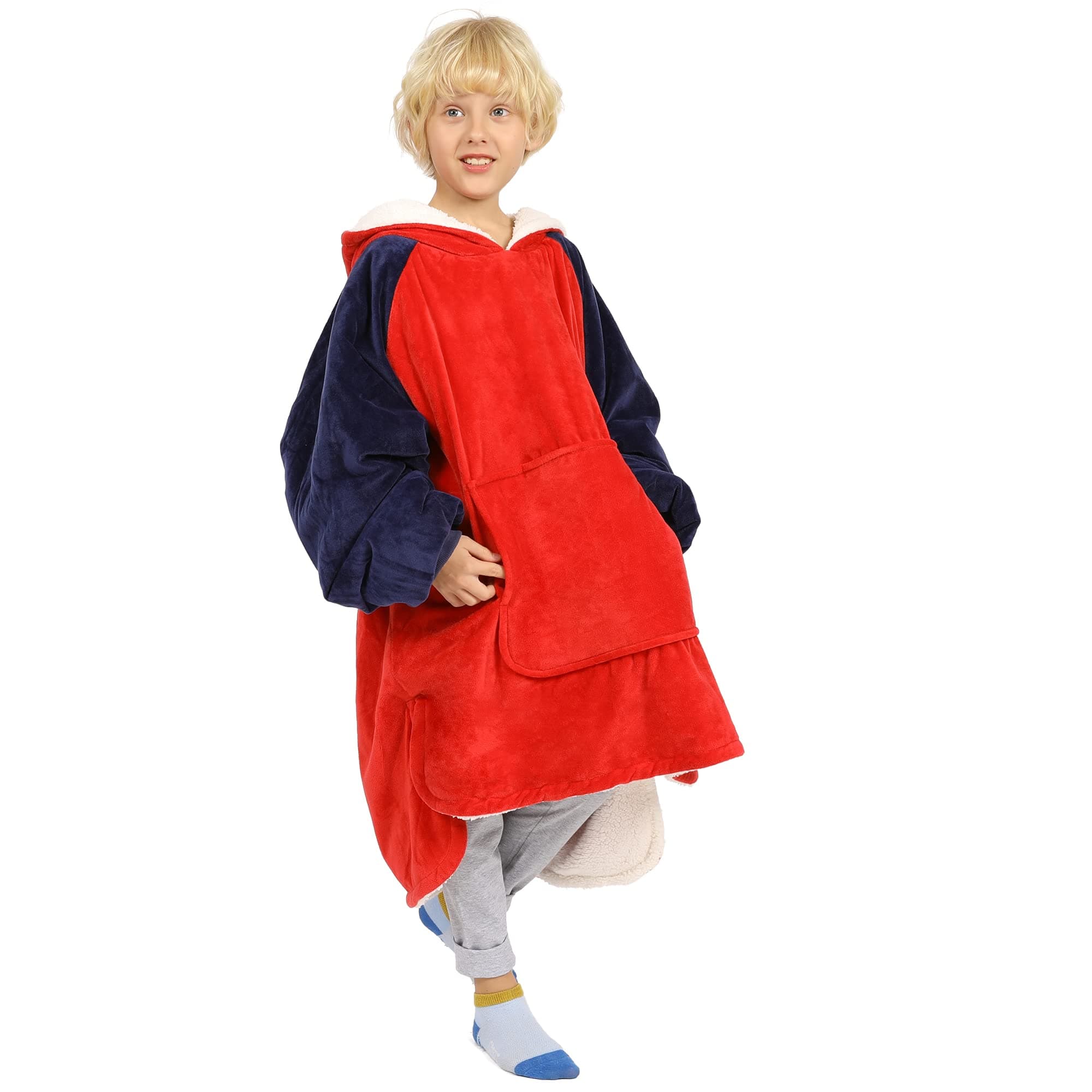 WinthomeBlanket Hoodie for Kids, Super Soft Warm Fleece Sweatshirt, Comfortable Wearable Fleece Hoodie, Oversized Blanket Hoodie for Kids Boys Girls