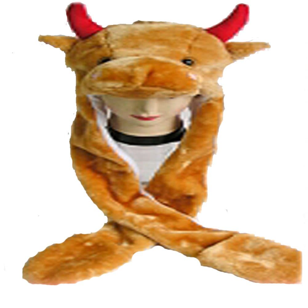 Hee Fly Plush Animal Winter Hats with Paws (Bull)