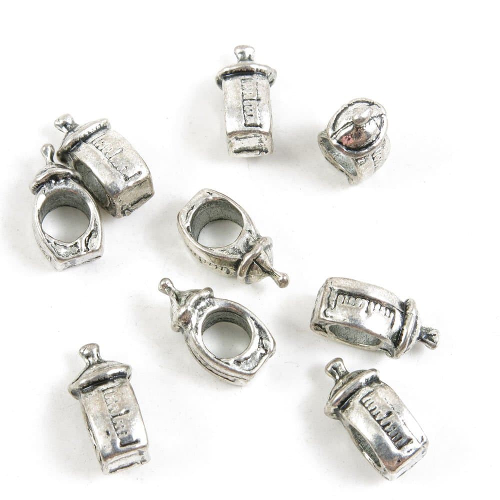 60 Pieces Antique Silver Tone Jewelry Making Charms Supply ZY0469 Baby Bottle Loose Beads