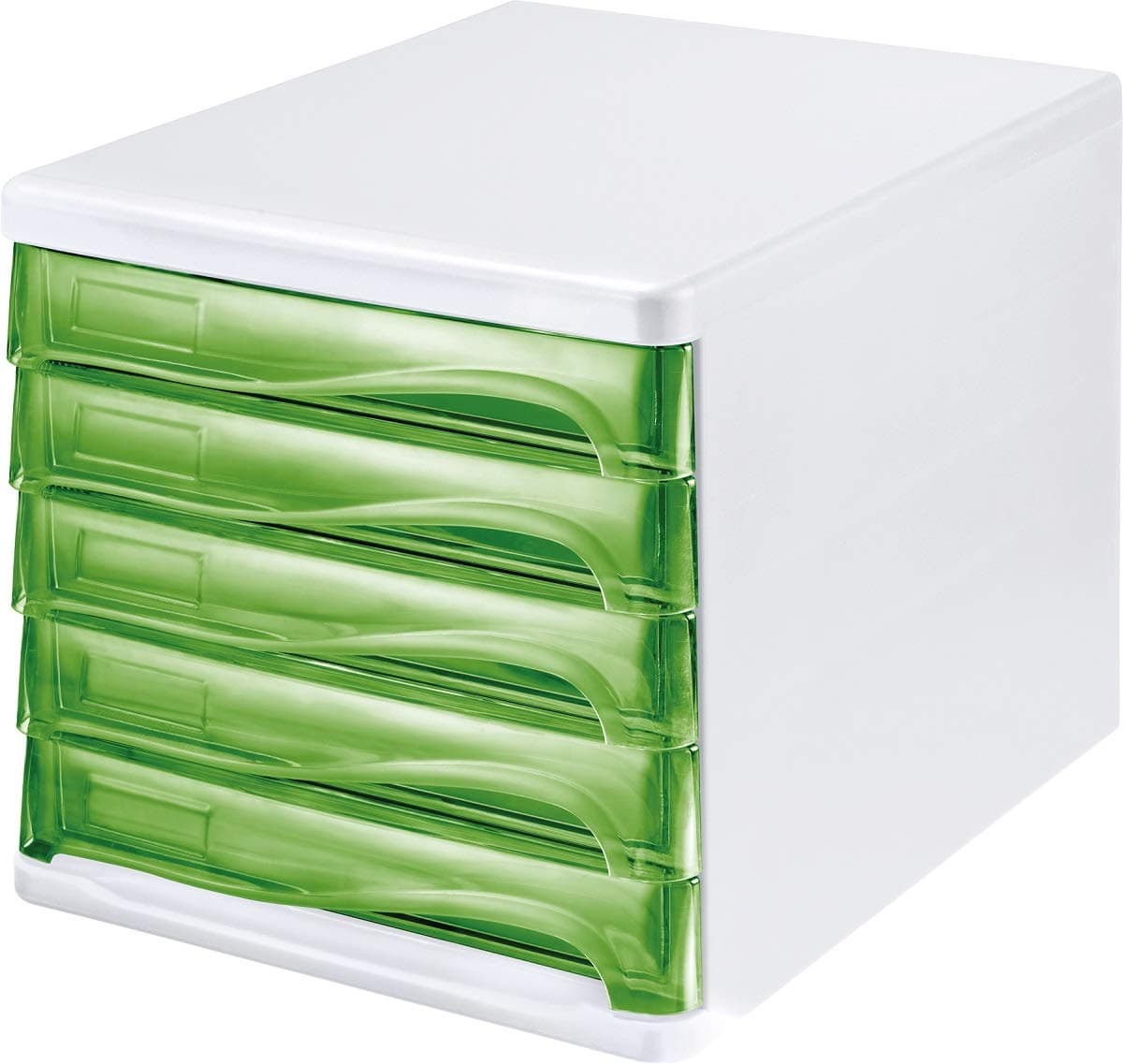 helit H6129450 Economy Drawer Cabinet with 5 Compartments Can Be Written on Light Grey/Translucent Green