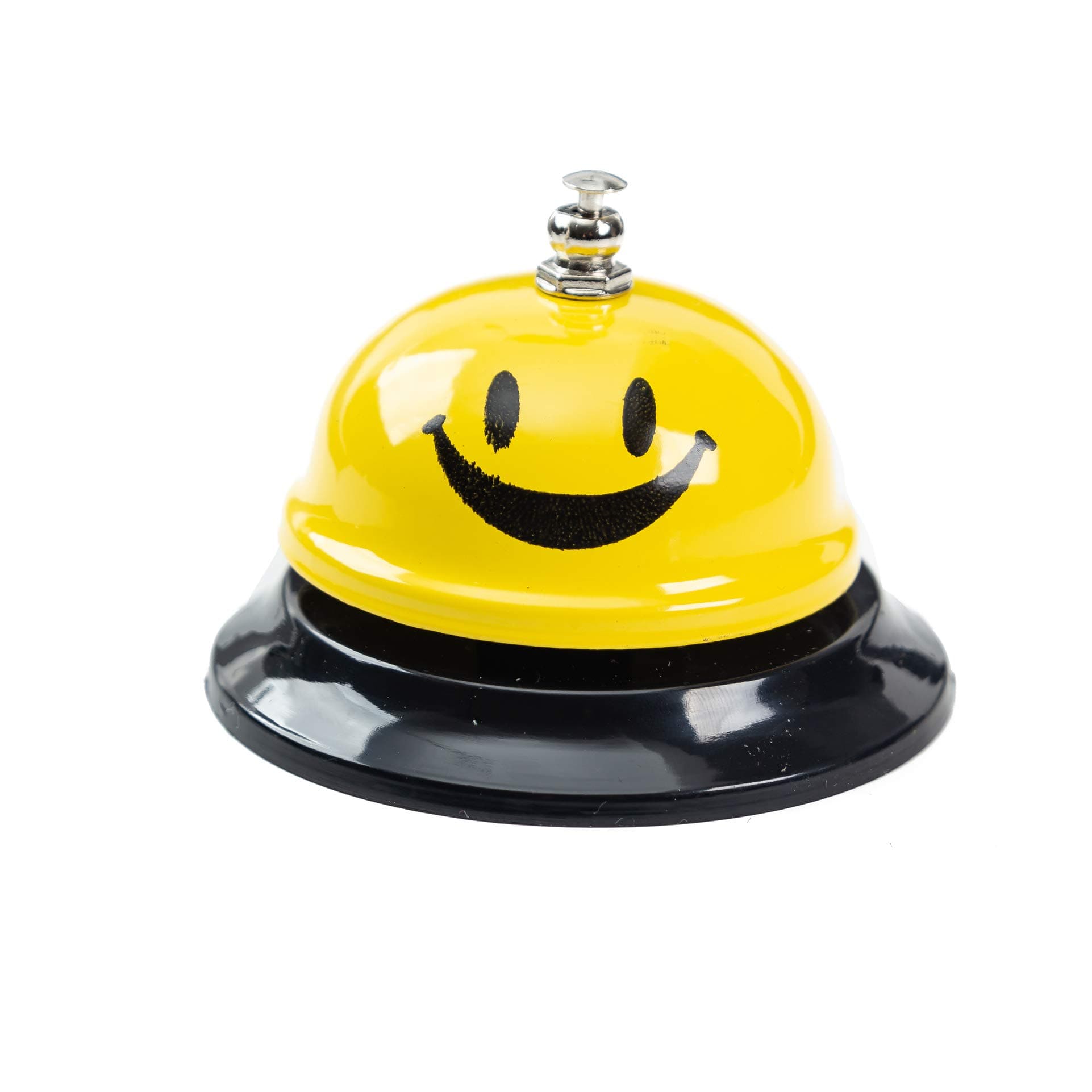 ASIAN HOME 3.35 Inch Diameter Metal Smiley Face Call Bell Desk Service Bell for Hotels, Schools, Restaurants, Reception Areas, Hospitals, Customer Service - Yellow (2 Bells)