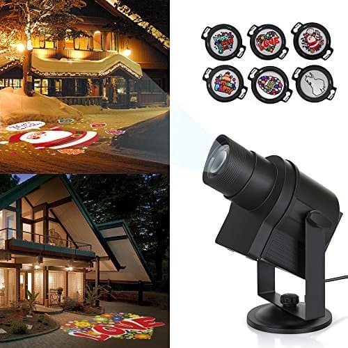 Blinblin DIY LED Projector, Waterproof Landscape Spotlight with 6 Slides for Christmas Halloween Party and Other Holiday Outdoor and Indoor Decoration (Logo Projector)