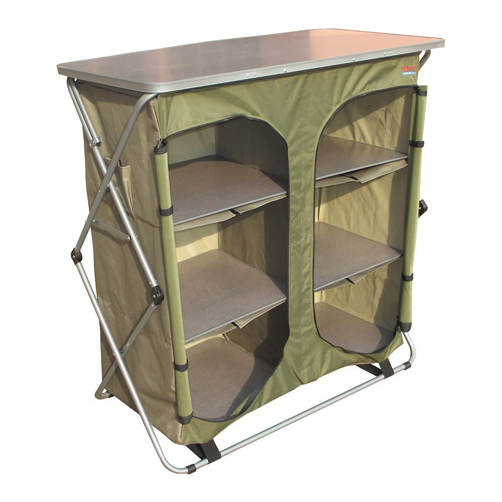 Bushtec Adventure Sierra Double Canvas Camp Cupboard, Camping Table or Outfitter Cupboard, Table.
