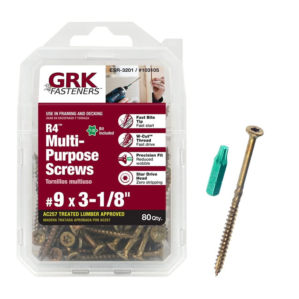 GRK FASTENERS 103105 R4#9 x 3-1/8" SCREWS 80CT