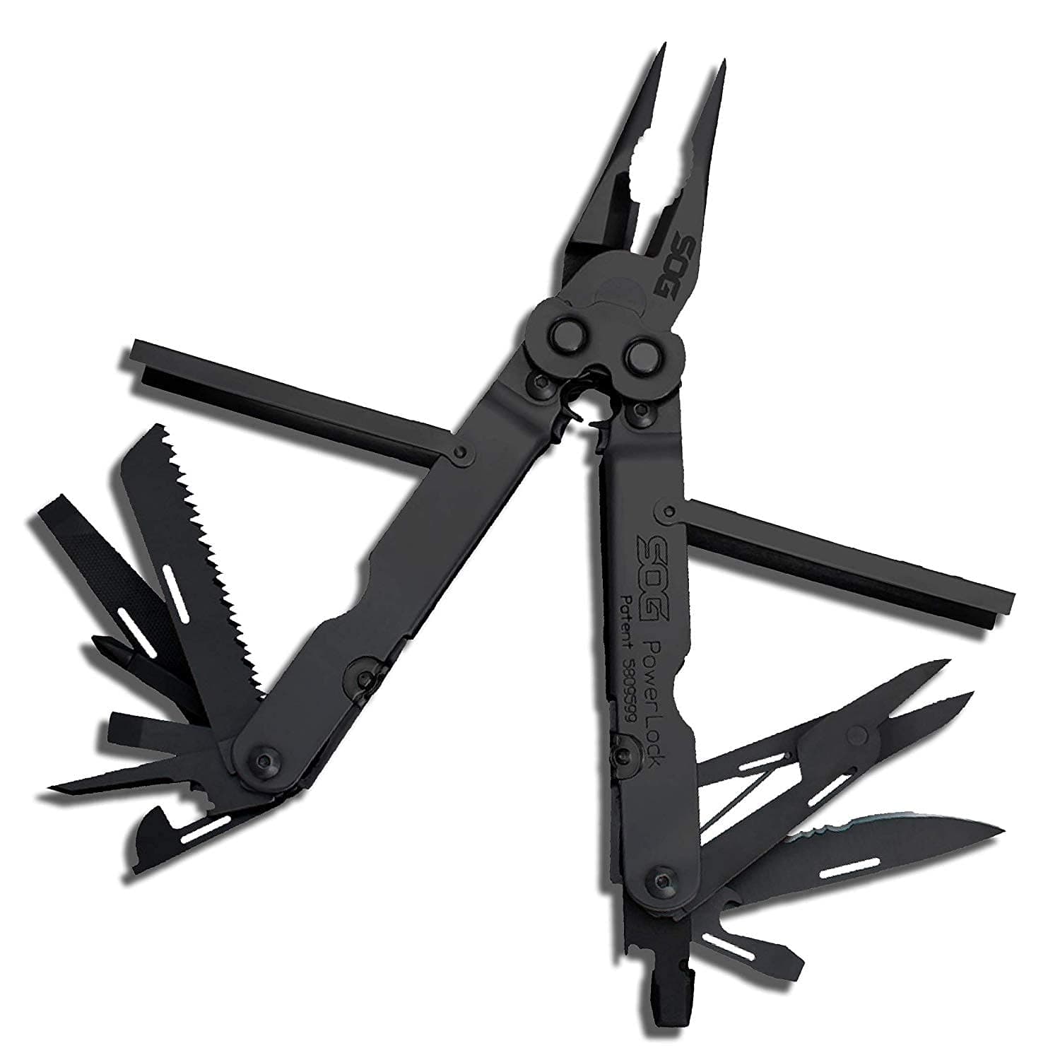PowerLock Multi-Tool- Compound Leverage Technology with EOD Crimper Device, 420 Stainless Steel Body, 18 Lightweight Specialty Tools (B61N-CP) , Black