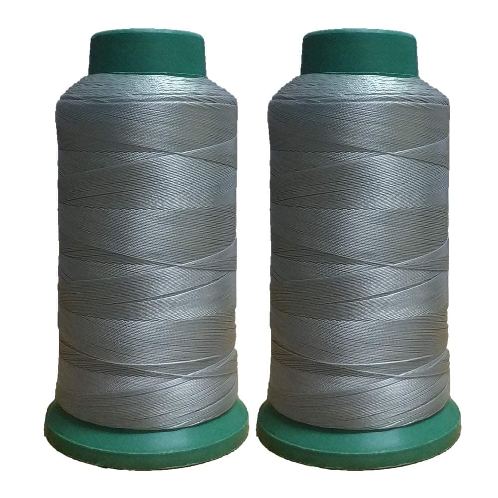 Polyester Thread Heavy Duty Bonded UV Resistant High Strength Outdoor Thread #69 T70 Size 210D/3Ply for Upholstery, Outdoor Market, Drapery, Leather, Beading, Crafts, 3000Yards Set of 2 (Gray)