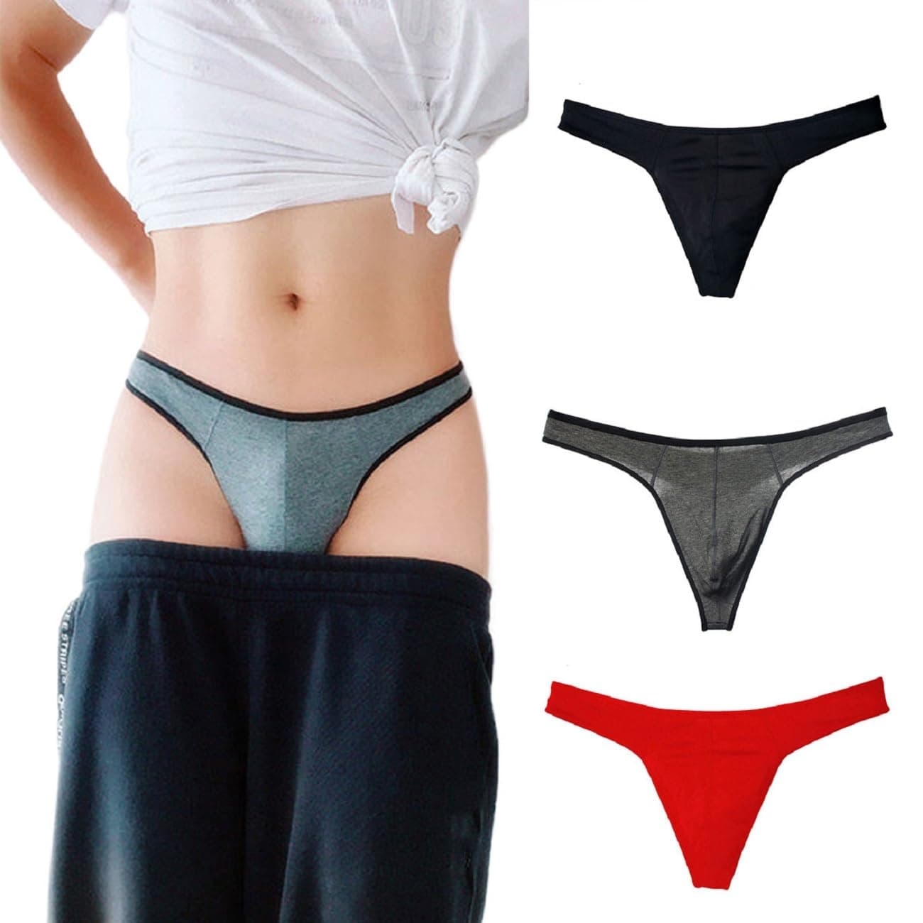 Men's Cotton Thong Sports Sexy T-back Classic Y-type Low Rise Thin Soft Lightweight Pouch Supporting