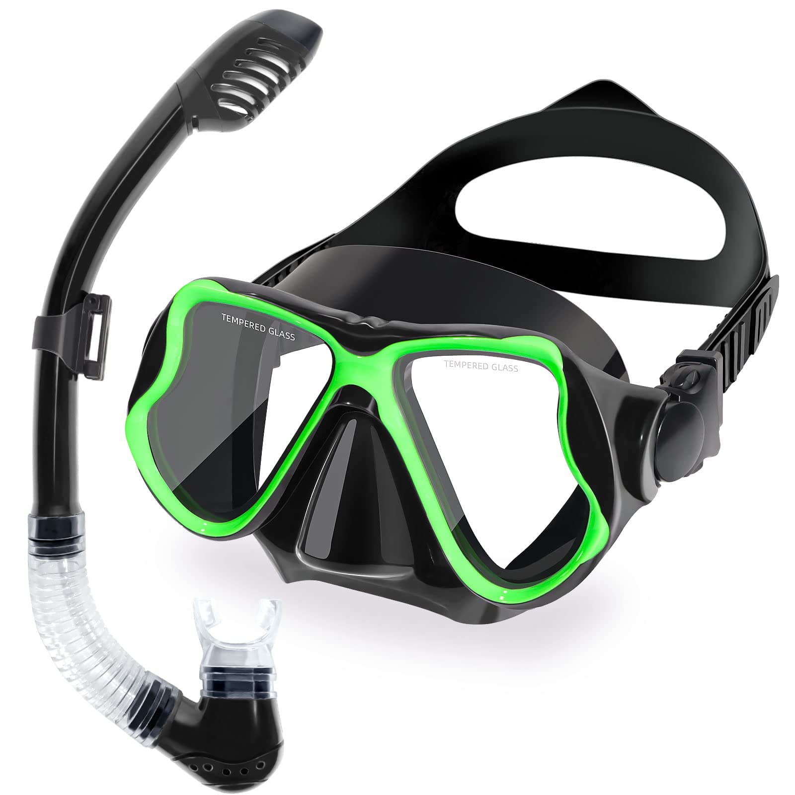 FreelaKids Snorkeling Set, Snorkeling Gear for Kids 5-14 with Dry Top Snorkel and Tempered Glass Swimming Diving Snorkeling Mask, 180°HD View, No Leak