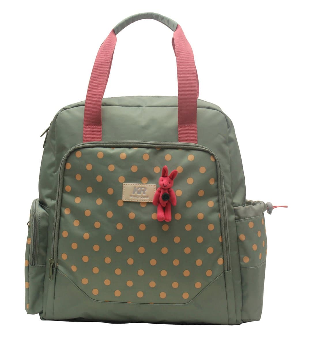 KAI KRwinghouse Fashion Multifunction Backpack Handbag Mummy Bag Baby Bag 13 x 14.2 x 5.1 inches (Dark Green)