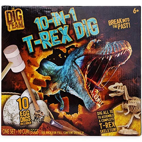 GulfDealz Dig Team 10 in 1 T-Rex Dig Kit, Break Into the Past, for Fun Learning Entertainment Game