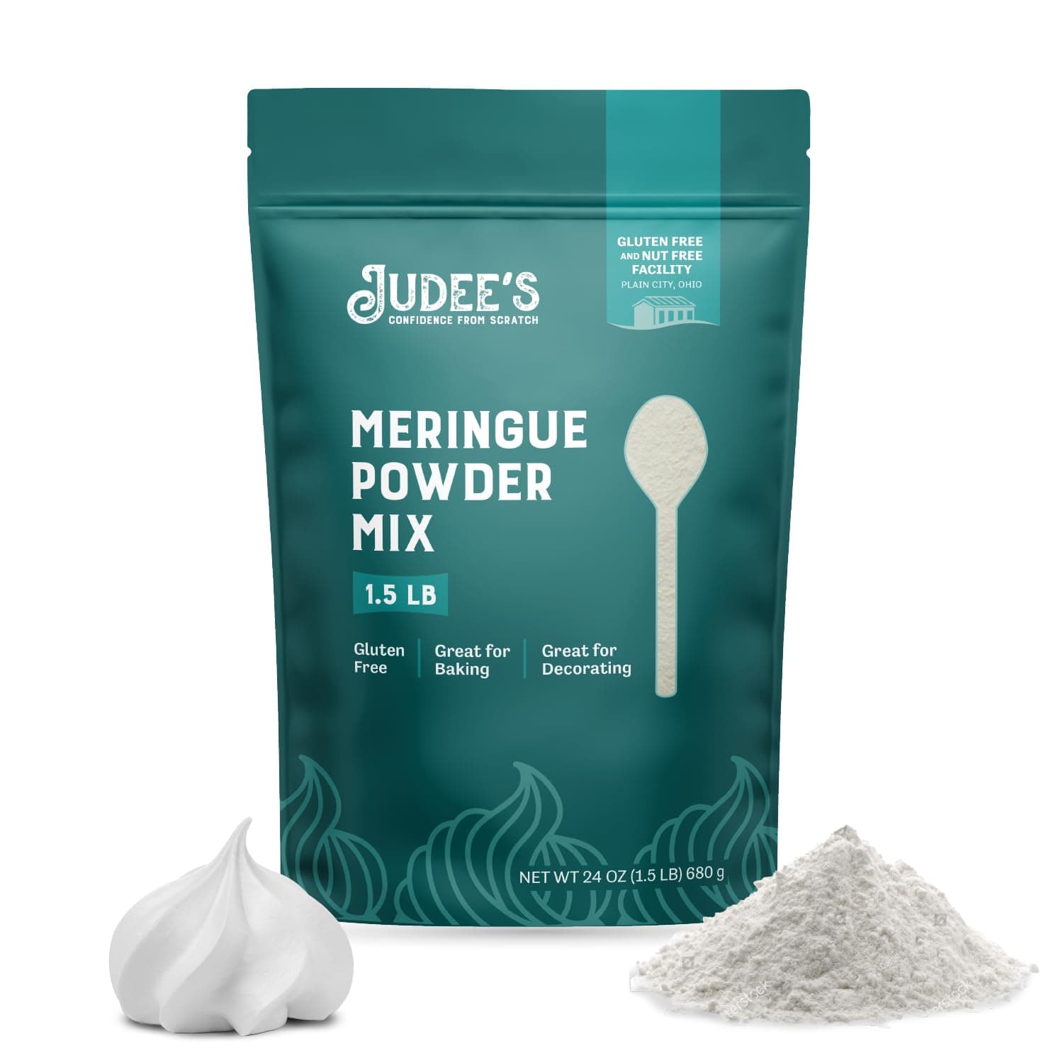 Judee's Gluten Free Meringue Powder Mix - Meringue Powder for Royal Icing - Gluten-Free Nut-Free Cookie Icing Mix - Use with Cookie Decorating Supplies - 24 Oz
