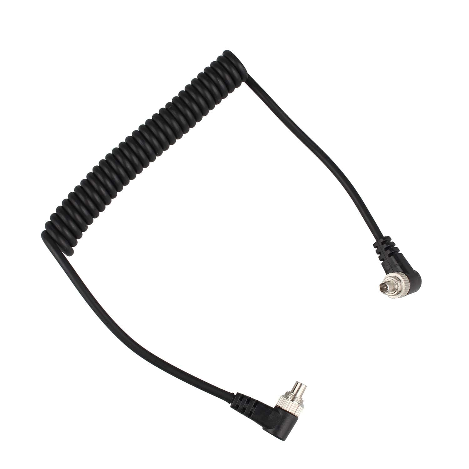PC to PC, Male to Male Flash PC Sync Extension Cable 12 inch Coiled Cord with Screw Lock Compatible with DSLR Cameras