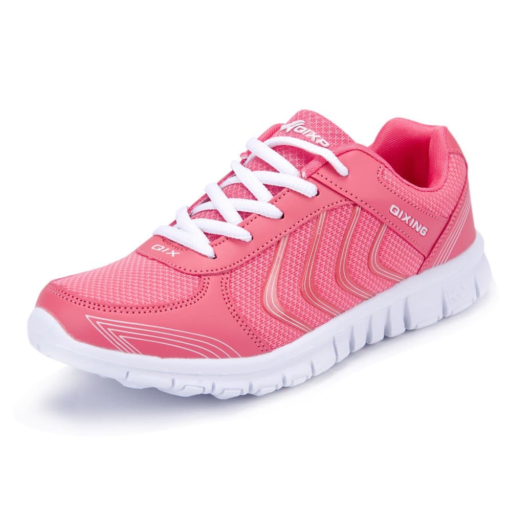 Harence Women Running Shoes Lightweight Breathable Mesh Athletic Sneakers Casual Walking Shoes Rose Red