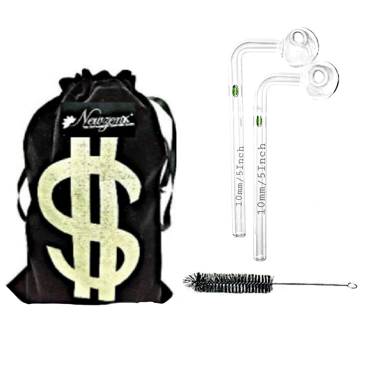 Glass Oil Burner Pipe 6 Inch Bubbler with Velvet Pouch and Pipe Cleaner