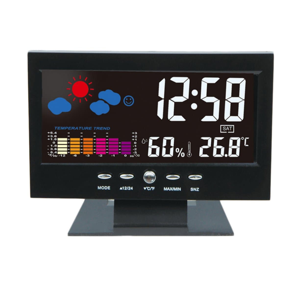 Weather Forecast Clock with Indoor Temperature & Humidity for Bedroom-Digital Smart Night Light Alarm Clock