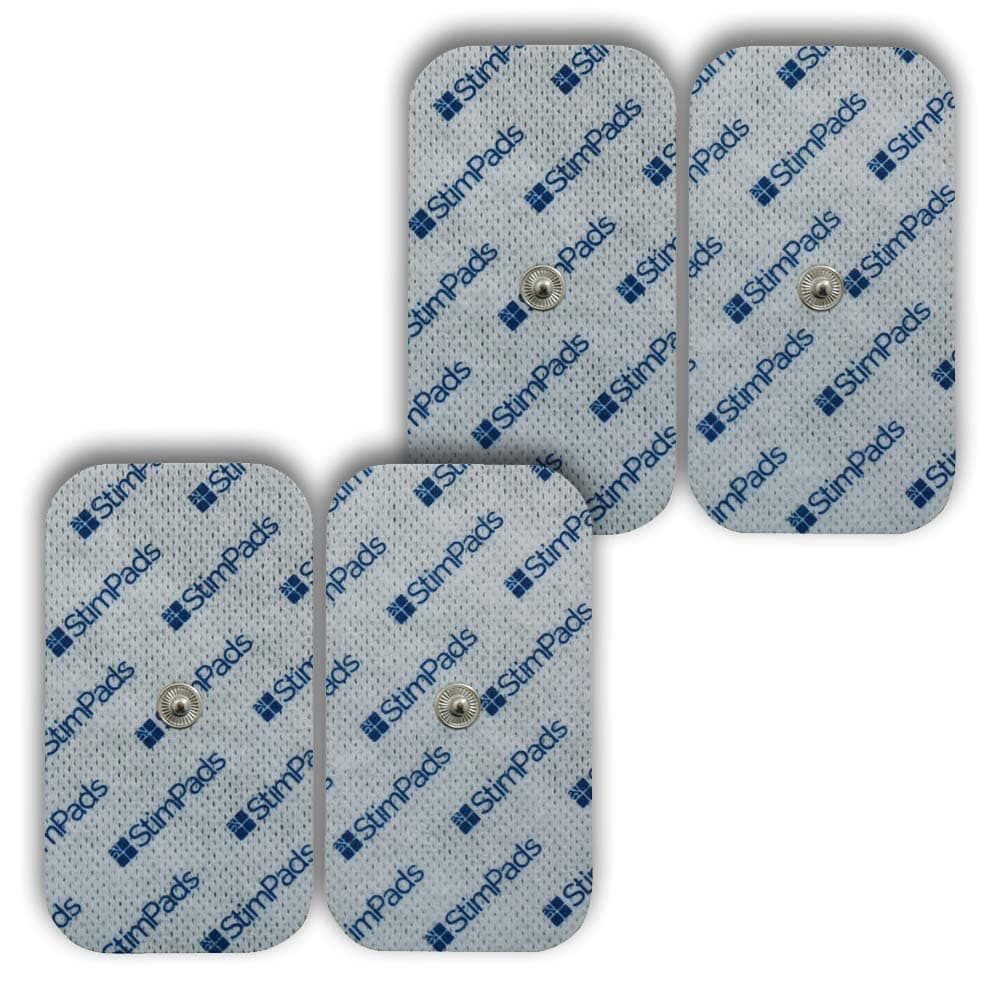 StimPads, High Performance TENS/EMS Electrodes, 4 Pcs of 50X100mm Electrodes with 3.5mm Snap Connector