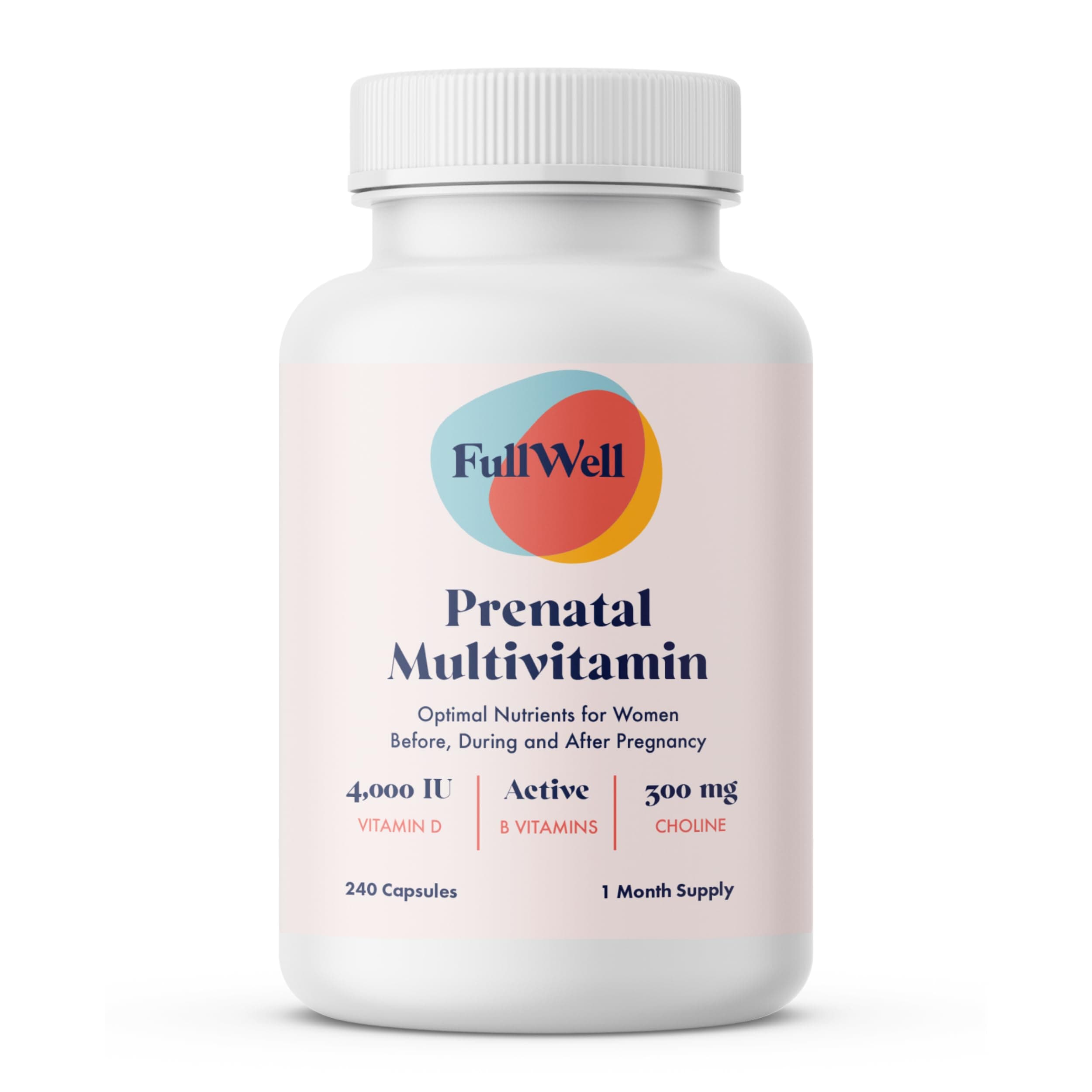 FullWell Women's Prenatal Multivitamin - Healthy Pregnancy Support - Contains Choline & Folate - Supports Fetal Growth & Brain Development* - 240 Count (30 Servings)