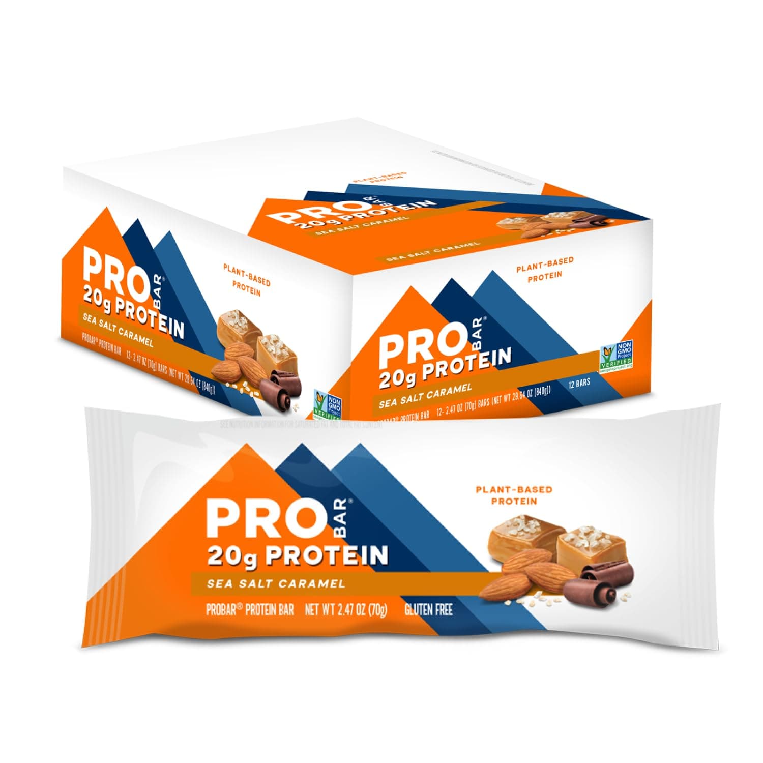 PROBAR - Protein Bar, Sea Salt Caramel, Non-GMO, Gluten-Free, Healthy, Plant-Based Whole Food Ingredients, Natural Energy (12 Count)