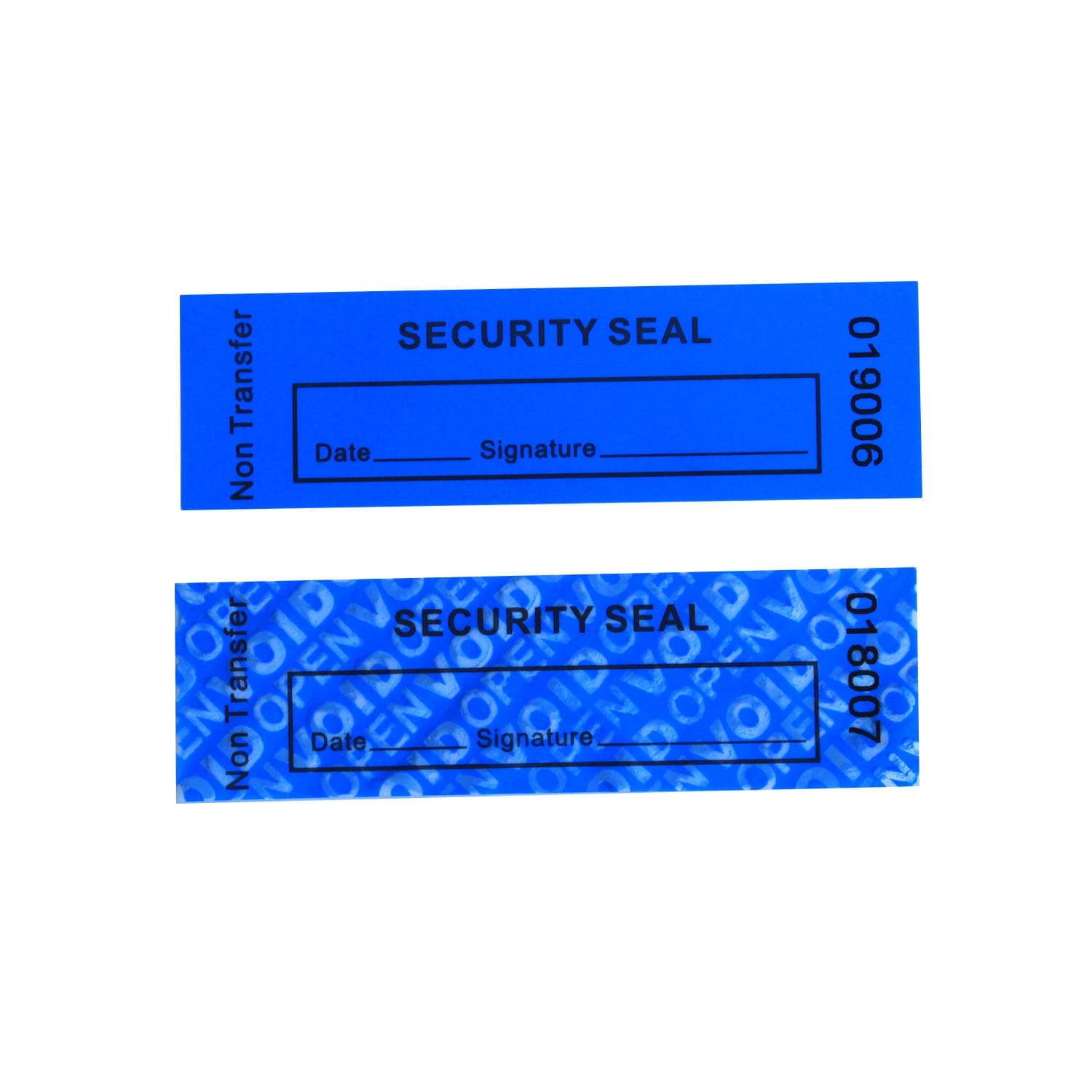 TamperSeals Group - 100pcs Non Transfer Tamper Proof Security Warranty VoidOpen Labels/Stickers/Seals for The Reusable Package or Expensive Surface (Blue, 1 x 3.35 inches, Serial Numbers)