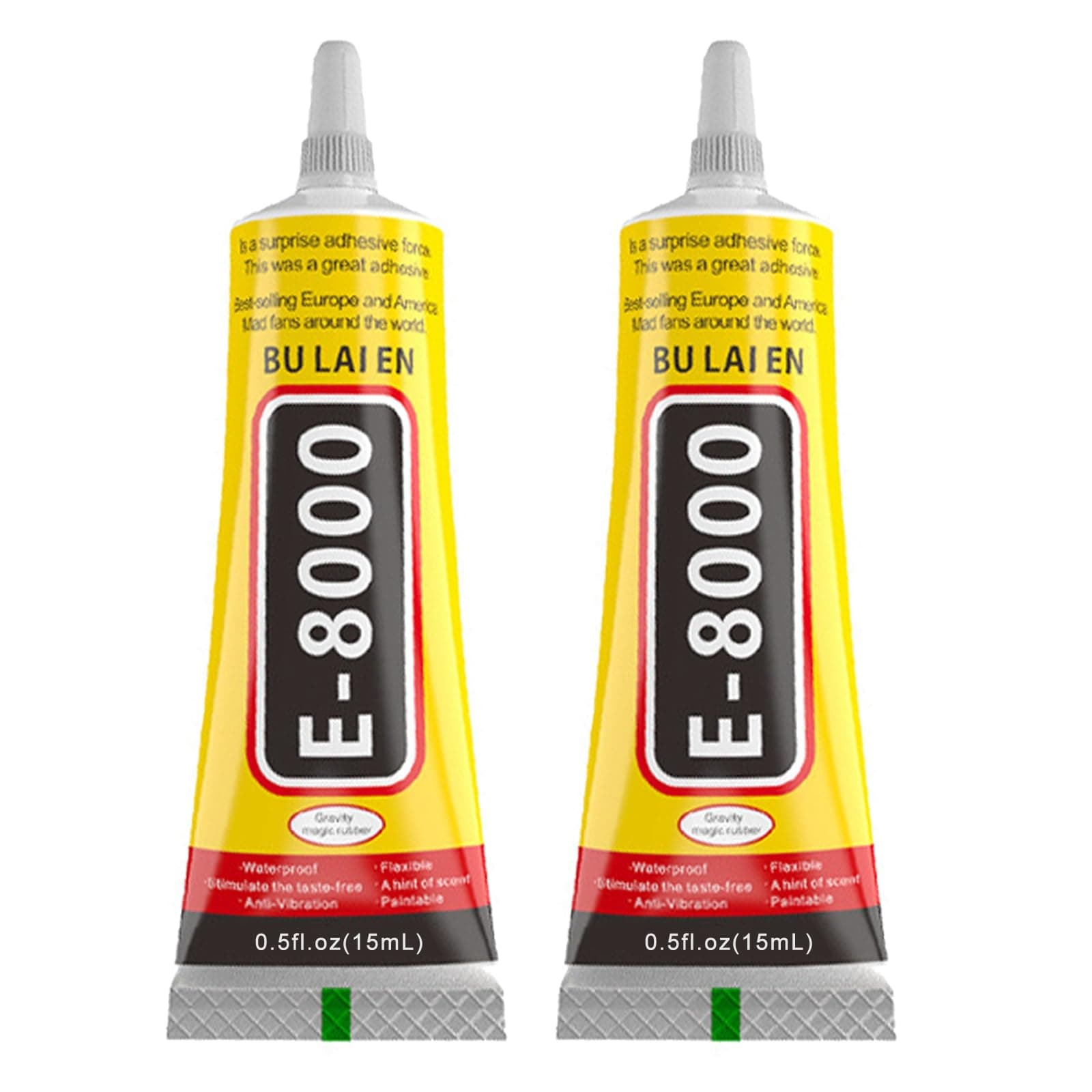 – E8000 Glue - 2PC Super Glue - Transperant Multi-Function Glues Suitable for Phone Jewelry Glass Wood Metal Fabric (15mlx2 Pack)